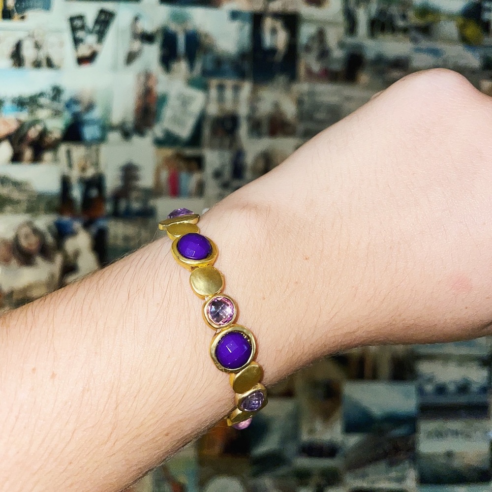 Boutique Purple and Gold Stone Bracelet